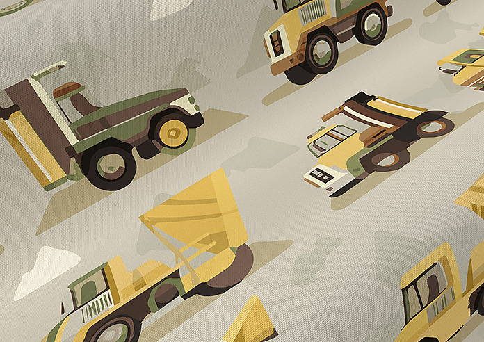 Construction Crew, Tarmac - Made to Measure Curtains - Image 4